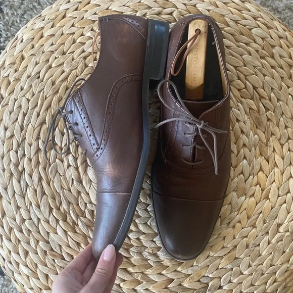 Original Penguin Premium Brown Leather Oxfords - Picture 4 of 8